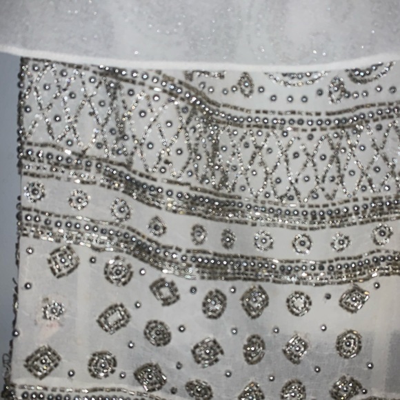 Adrianna Papell One shoulder, beaded White Dress 2 - Picture 5 of 6